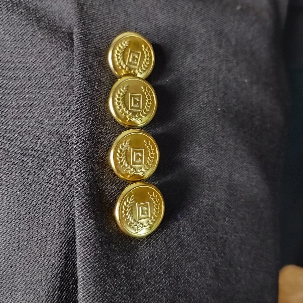 Chaps Blazer Jacket Mens 46R Navy Blue Gold Button Sport Coat Wool‎ -9